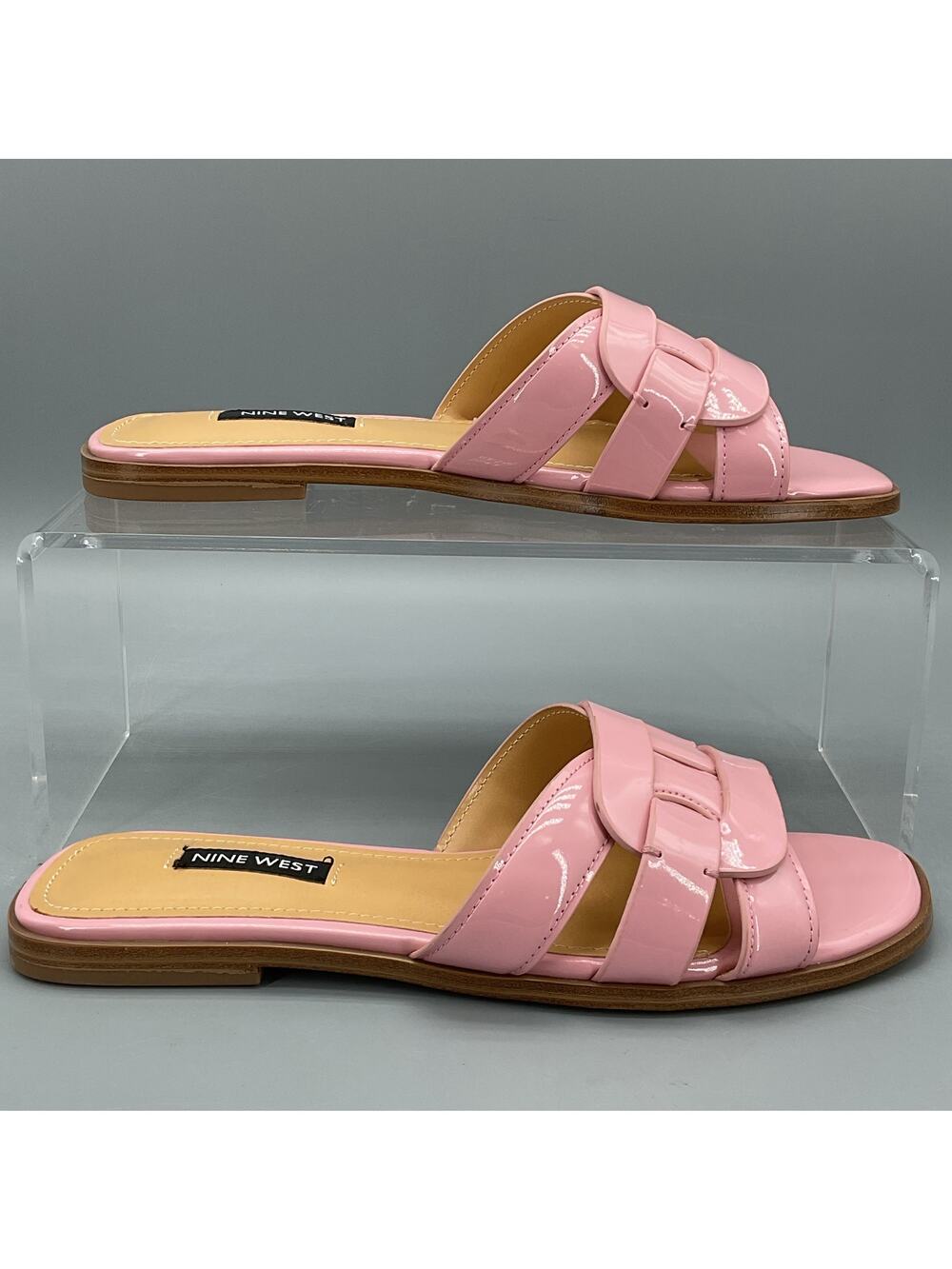 NEW Nine West Women’s Glorie Open Toe Flat Sandals Light Pink Size 6.5M